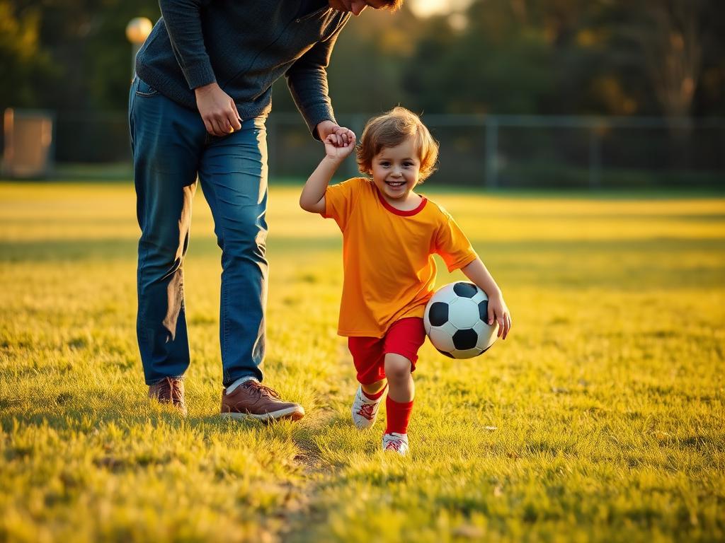 Parent picking up a happy young player after practice